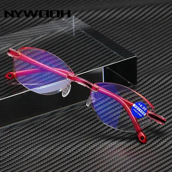 NYWOOH Anti Blue-ray Gafas de Lectura de las Mujeres sin Montura, la Hipermetropía Anteojos Rojo Púrpura Marco de Gafas de Presbicia +1.0 1.5 2.0 2.5 3.0