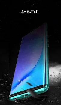 Poco X3 NFC X2 Caso de lujo de cristal templado Cubierta plegable para Xiaomi Pocophone F2 Pro X3 X2 Protector de Pantalla Magnética Bordes Metálicos