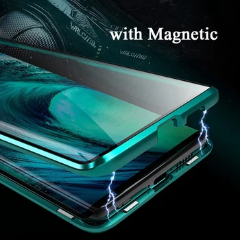 Poco X3 NFC X2 Caso de lujo de cristal templado Cubierta plegable para Xiaomi Pocophone F2 Pro X3 X2 Protector de Pantalla Magnética Bordes Metálicos