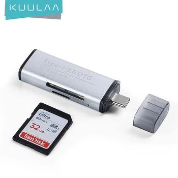 KUULAA Tipo C USB 3.0 de Aluminio OTG Teléfono multi lector de tarjetas de memoria de adaptador de lector de tarjetas micro SD/TF microsd de ordenador portátil