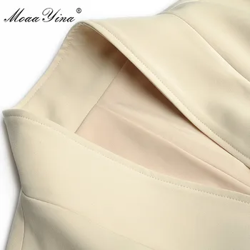 MoaaYina Moda de Primavera de la Mujer V-cuello de manga Larga de un Solo pecho de Tops+falda de Encaje Elegante Dos piezas de este conjunto