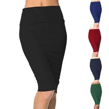 Falda de las Mujeres de la falda de 2021 Moda Nuevo Estilo Apretado en la Cintura S-XL Longitud Media sólido Cómodo Primavera Verano Otoño Falda Lápiz