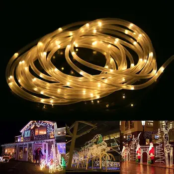 Al aire libre Solar Luces de la Cuerda 5/10/20M LED de la Cuerda del Tubo de la Cadena de Luces Impermeables de Hadas de Vacaciones de la Fiesta de Navidad de Luces Solares del Jardín