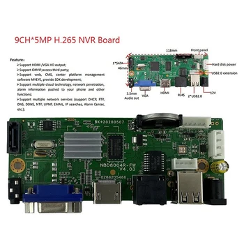 9CHx5MP ONVIF H. 265 de la Junta de Soporte 1 SATA NVR de la Red Digital Video Recorder Max 8 TB XMEYE CMS con Cable SATA P2P Nube
