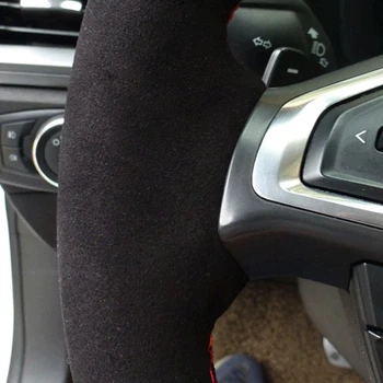 GKMHiR Negro de la Cubierta del Volante de BRICOLAJE Cosida a Mano de Gamuza de la Cubierta del Volante para el BMW E90 325i 330i 335i Interior accesorios