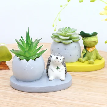 ROOGO Animales Lindos Maceteros Japonés Kawaii plantas Suculentas de la Maceta, Mini Bonsai de Escritorio de Office Macetas originales Contenedor