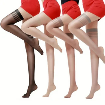 5 Pares de Verano de las Mujeres de alta del muslo calcetines Transparentes Mujer Sexy en medias Mujeres calcetines largos de Piel Negra, Café, Gris, Color Sólido