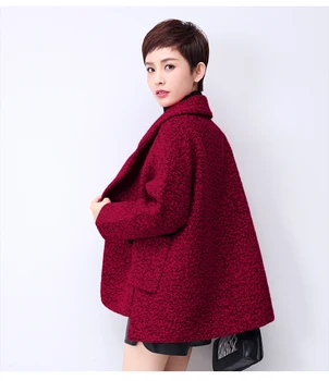 Otoño Invierno Corto Tops Sueltos abrigo de Lana femenina Cabo Abrigos de Tweed Negro de las mujeres de Nueva Espesar Señoras abrigos ropa de moda de corea