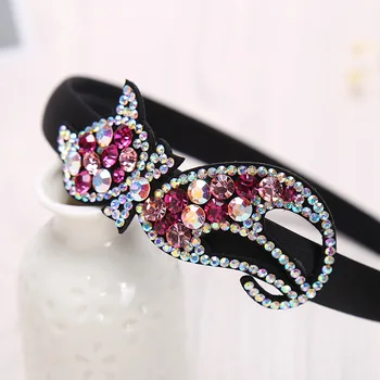 2018 coreano Chica Sencilla Lindo Diademas Cristal de diamante de imitación de Gato Vinchas para las Mujeres de Moda Llena de Diamantes de Accesorios para el Cabello
