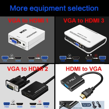 VGA al Convertidor de HDMI Cable de Audio con Soporte para 1080P HDMI Adaptador VGA macho a hembra Cable de Vídeo para proyector de TV Portátil HDTV