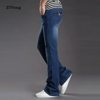 ZYYong Hombres Flare Jeans Boot Cut Out de Arranque de los pantalones Vaqueros de Corte Masculino Pierna Ajuste Clásico de Jean Llamarada Retro Azul Casual Hombres Pantalones