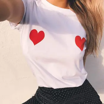 Sexy Camiseta de las Mujeres Gracioso Tops de Moda Casual Tetas de Impresión T-shirt Femenino O Cuello Suelto Camiseta Camisetas Mujer