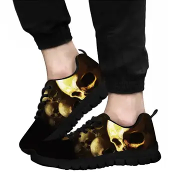 ELVISWORDS 2019 Hombres Zapatos Fresco Cráneo Impresión bajo Demanda Negro Casual Zapatillas de deporte Para los hombres de Moda Transpirable Zapatos Cómodos