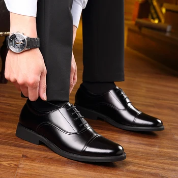 Misalwa Triple articulación Clásico Oficial de los Hombres Zapatos de Vestir Armyman de punta de Ala Derby de Cuero de la PU Elegante Traje de Negocios Formal de Oxford,