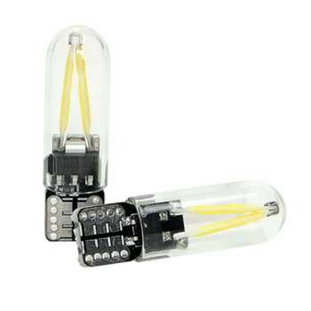 10Pcs/Pack llevada T10 194 168 W5W COB LED CANBUS de Vidrio de Sílice de Licencia de Bombillas de Luz Blanca Cálida de los Accesorios del Coche