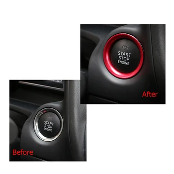 Etiqueta Engomada del coche del Motor Botón de arranque del Anillo de la Cubierta de ajuste Para el Mazda 3 BM BN Axela Atenza CX-3 CX3 CX-4 CX4