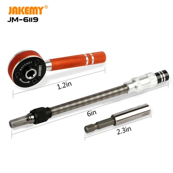 JAKEMY JM-6119 19 en 1 Multifuncional super llave de trinquete de cromo vanadio llave de trinquete conjunto de herramientas de bricolaje