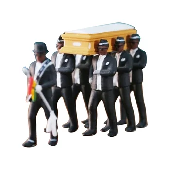1/18 Ghana Funeral Ataúd de Baile Pallbearer Modelo de Equipo de 10cm de los Negros Llevan El Ataúd de PVC Figura de Acción de Recoger los Juguetes