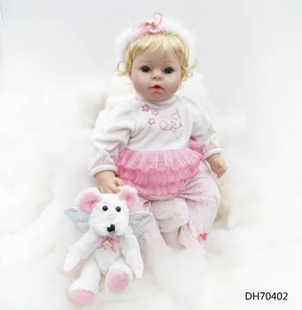 22 pulgadas de juguetes para bebés juguetes muñecas 56 cm rubio cabello de niña de las muñecas de juguete de silicona bebé reborn dolls real de la muñeca juguetes para niños, regalos