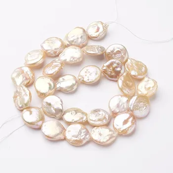 1 Hebra Naturales perlas Perlas Keshi Hebras Plana Redonda Irregular Para DIY de la Joyería de la Pulsera de los Accesorios de Encontrar 11~12x4~5 mm
