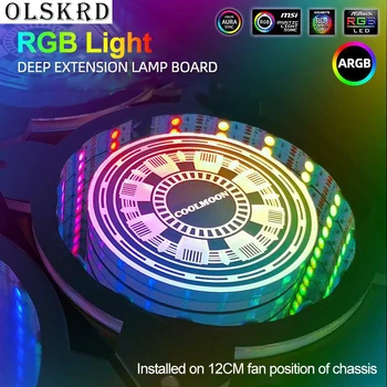Olskrd RGB de la Luz Infinita de la Junta de 12cm Ventilador de la caja de Brillantes Decorativos Chasis de Color RGB Luz de Tira decorativa de la junta de Luz Ambiente