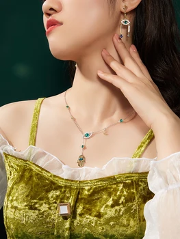 LEKANI de la Plata Esterlina 925 Collar de Cristal de Lujo del Diablo, el Ojo de la Luna Y las Manos Colgante de Mujer de la Joyería Ins Gargantilla 2020