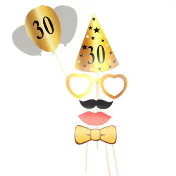24pcs/set Papel de Oro de la Máscara de Parte Photo Props 30/50/60 Feliz Cumpleaños Decoraciones para fiestas de Adultos de la Boda despedida de Soltera de Suministro