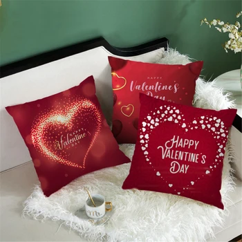 El Día de san valentín Decorativos funda de Almohada Roja Patrón de Corazón de Amor Cojines para Sala de estar Dormitorio Sofá Silla de Amor de la Cubierta del Asiento