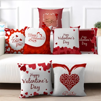 El Día de san valentín Decorativos funda de Almohada Roja Patrón de Corazón de Amor Cojines para Sala de estar Dormitorio Sofá Silla de Amor de la Cubierta del Asiento