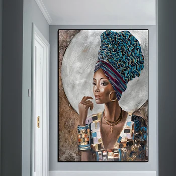 Resumen Chica Africana Arte Del Graffiti Pinturas En Lienzo Negro Africano De La Mujer Posters Y Las Impresiones Sobre El Arte De Pared Con Fotos De Decoración De La Pared