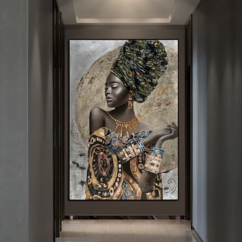 Resumen Chica Africana Arte Del Graffiti Pinturas En Lienzo Negro Africano De La Mujer Posters Y Las Impresiones Sobre El Arte De Pared Con Fotos De Decoración De La Pared
