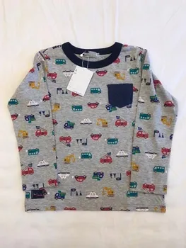Presell 7 de octubre de Niños camiseta de manga larga camisetas dulce de dibujos animados de coches patrón de algodón color gris de las niñas de bebé de la ropa