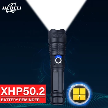 XHP50.2 Más Potente Linterna de LED Recargable Usb Linterna Táctica 18650 Batería 26650 Alto Brillante Luz de la linterna Xhp50 de Luz de Flash