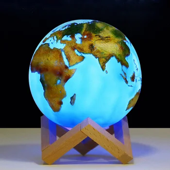 Thrisdar Recargable de Impresión 3D de la Luna de la lámpara 2 Color Táctil Interruptor de la Tierra de la Lámpara de Regalo Creativo Cama Mesa de Noche de Luna luz de la Decoración del Hogar