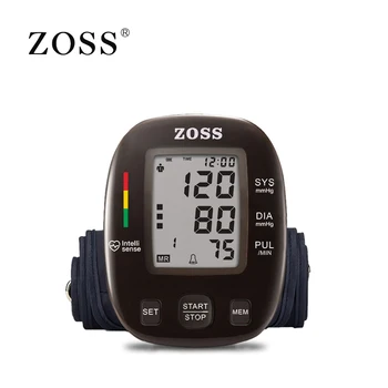 ZOSS modelos más recientes, el inglés o el ruso Voz alemán chip LCD de la parte superior del brazo monitor de presión arterial latido del corazón instrumento tonómetro