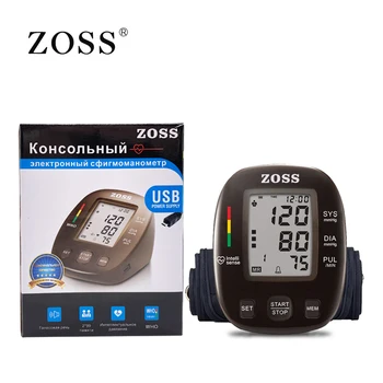 ZOSS modelos más recientes, el inglés o el ruso Voz alemán chip LCD de la parte superior del brazo monitor de presión arterial latido del corazón instrumento tonómetro