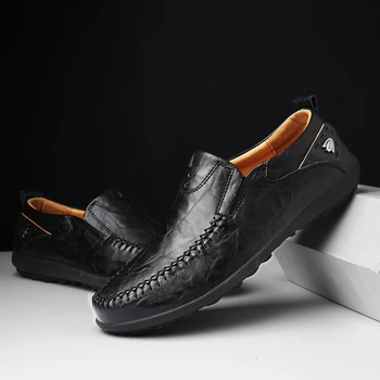 DM71 Diseñador hecho a Mano de Cuero Genuino de los Hombres Casual Zapatos de Lujo de la Marca 2020 Hombres Mocasines Mocasines de Invierno de Deslizamiento en Negro Formal de Zapatos