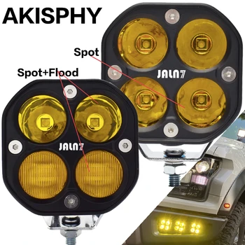 AKISPHY LED de 40W Luz de los Faros de la Motocicleta de la Conducción de Automóviles de la Lámpara ATV SUV Camiones Spot Haz, Blanco, Amarillo, 10V-30V