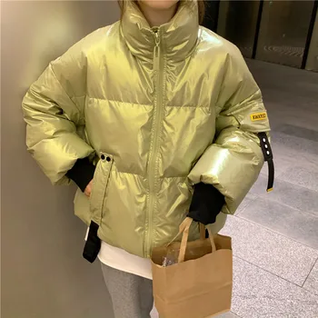 2020 invierno nueva versión coreana de todos coinciden que cambian de color de manga larga, brillante chaqueta de algodón de las mujeres parkas mujer