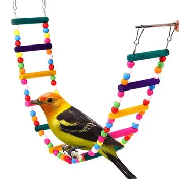 El Pájaro mascota Juguetes de Aves Columpio de Madera de Color Escalera para Loros Flexible Bueno Poco Parrot Juguetes de Madera Parrot Stand Aves Accesorios