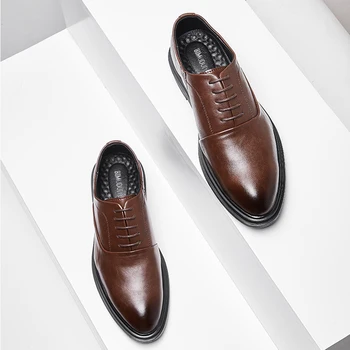 BIMUDUIYU de Negocios Formal de los Zapatos de Cuero Negro para Hombre de Moda Casual Zapatos de Vestir Clásico italiano Formal de Oxford Zapatos Para Hombres