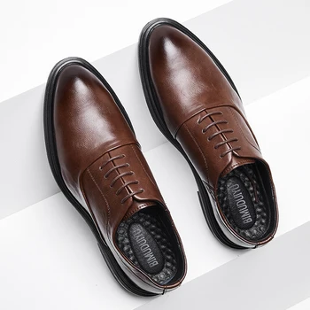 BIMUDUIYU de Negocios Formal de los Zapatos de Cuero Negro para Hombre de Moda Casual Zapatos de Vestir Clásico italiano Formal de Oxford Zapatos Para Hombres