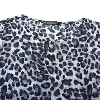 Más el Tamaño de las Mujeres del Vestido Maxi 2021 ZANZEA Verano Sexy Leopardo Impreso de Retazos de la Playa Vestido de S-5XL Casual Suelto Vestidos de Fiesta