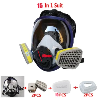 15 En 1 Traje de Doble Uso en la Industria de la Pintura de Aerosol de Gas máscara Mismo Para 3M 6800 Mascarilla facial con Máscara Anti-polvo Respirador