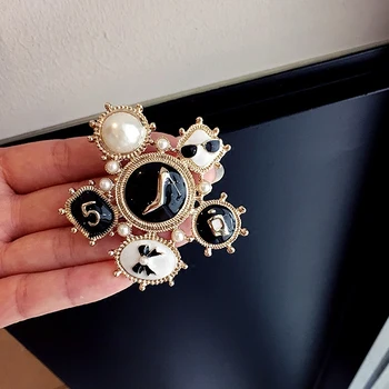 Romántico accesorios de moda de Corea insignia de auténtico cristal de la perla pin de broche de joyería
