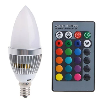 3W Inteligente E12 LED RGB Colorido Cambiar el Color de la Bombilla con 24 Vela Botón de Control Remoto Lechoso de la Pantalla