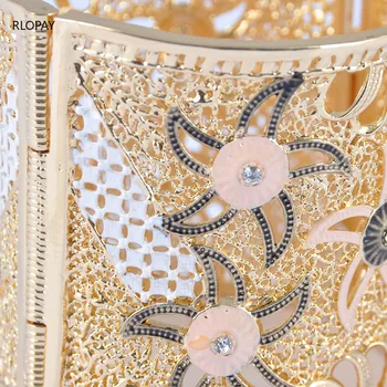 El Tamaño grande de Oro Brazalete de Esmalte de Color Hueco del Diseño floral de la Mano de las Señoras Pulseras Joyería de diseño de Lujo de Novia