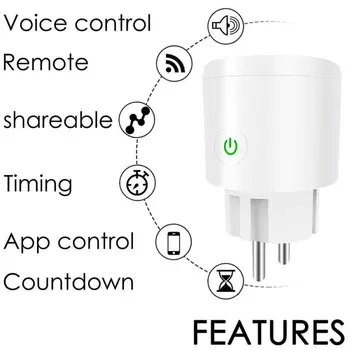 10A/16A de la UE Smart Home Plug Inalámbrica de WIFI de la toma de Control Remoto de Control de Voz Inteligente de la toma de corriente de Apoyo Alexa principal de Google