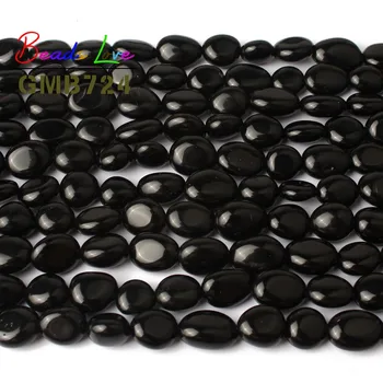 8-10 MM Irregular Obsidiana Negra Suelta Perlas Para la Joyería de la Piedra Natural de Bolas DIY del Collar de la Pulsera de la Joyería de 15