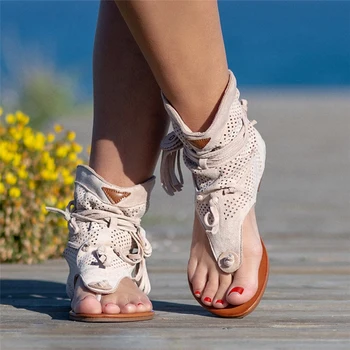 Las mujeres Sandalias de 2020 Clip de Dedo del pie Botas de Damas Zapatos Casual Para las Mujeres de la Borla de Roma Gladiador Mujer Zapatillas Mujer Sandales Verano
